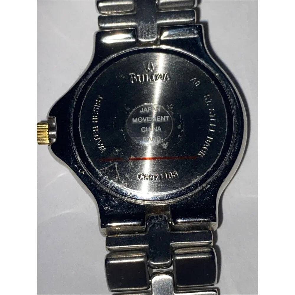 Women’s Bulova Two-tone Quartz Date Watch 17 Base Metal Japan Movt C9671183